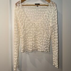 Women’s Lace Cream White Long Sleeve Top Self Esteem Brand Sz Xl